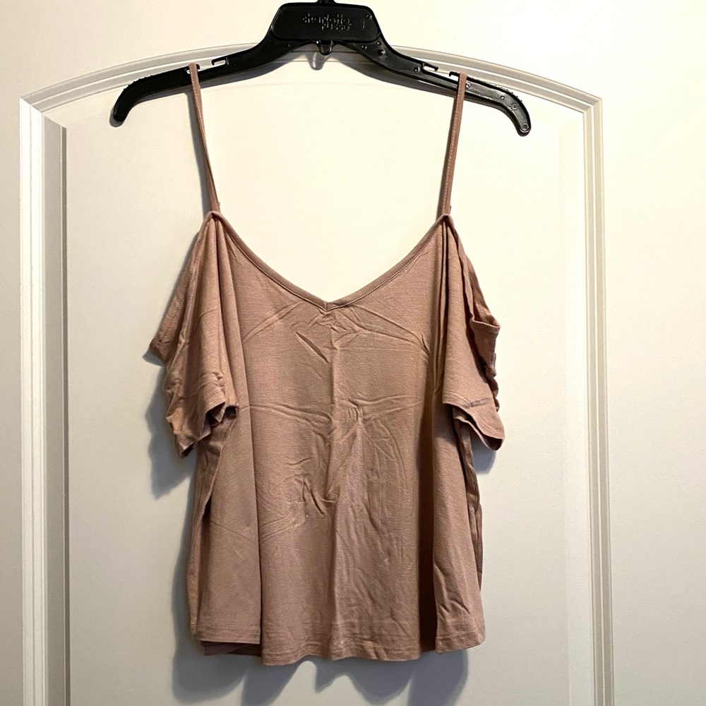 Pink cold shoulder top